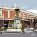 Factory Supply bronze water fountain with female and dolphin statues